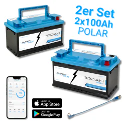 Supervolt Polar LiFePO₄ 12.8V 200Ah - Set 2×100Ah - Smart BMS, Bluetooth & heating up to -30 °C