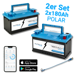 Supervolt Polar LiFePO₄ 12.8V 360Ah lithium batteries - Set 2×180Ah - Smart BMS, Bluetooth & heating down to -30 °C