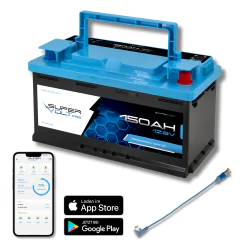 Supervolt Pro LiFePO₄ 12.8V 150Ah lithium battery - Smart BMS, Bluetooth, interfaces & heating down to -30 °C