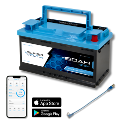 Supervolt Pro LiFePO₄ 12.8V 180Ah lithium battery - Smart BMS, Bluetooth, interfaces & heating down to -30 °C
