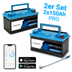 Supervolt Pro LiFePO₄ 12.8V 300Ah lithium batteries - Set 2×150Ah - Smart BMS, Bluetooth, interfaces & heating down to -30 °C