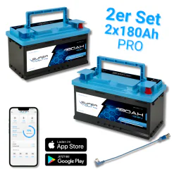 Supervolt Pro LiFePO₄ 12.8V 360Ah lithium batteries - Set 2×180Ah - Smart BMS, Bluetooth, interfaces & heating down to -30 °C