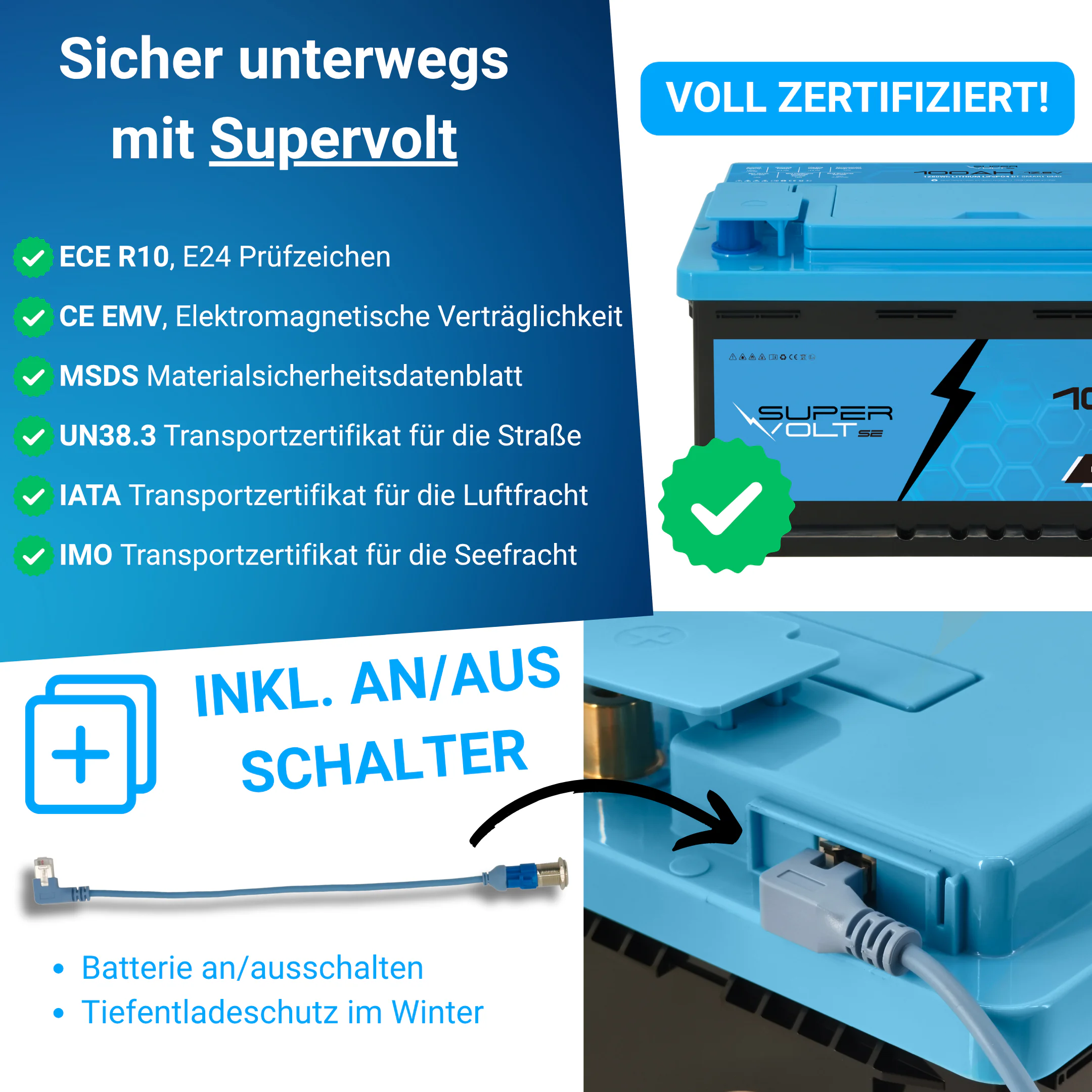 Supervolt SE LiFePO₄ 12,8V 100Ah Lithium Batterie – Smart BMS & Bluetooth – Bild 5