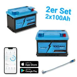 Supervolt SE Compact LiFePO₄ 12.8V 200Ah lithium batteries - Set 2×100Ah - Smart BMS & Bluetooth