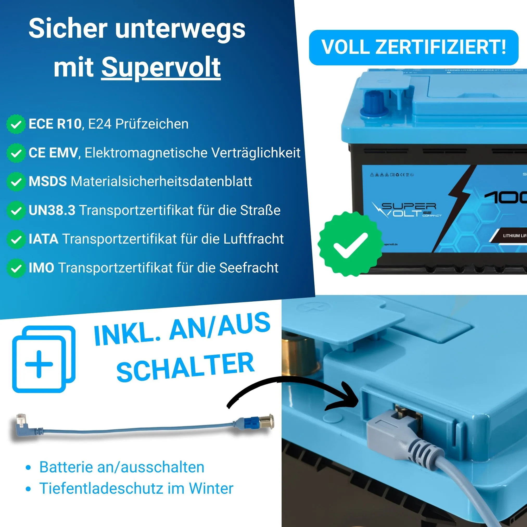 Supervolt SE Compact LiFePO₄ 12.8V 200Ah lithium batteries - Set 2×100Ah - Smart BMS & Bluetooth - Image 5