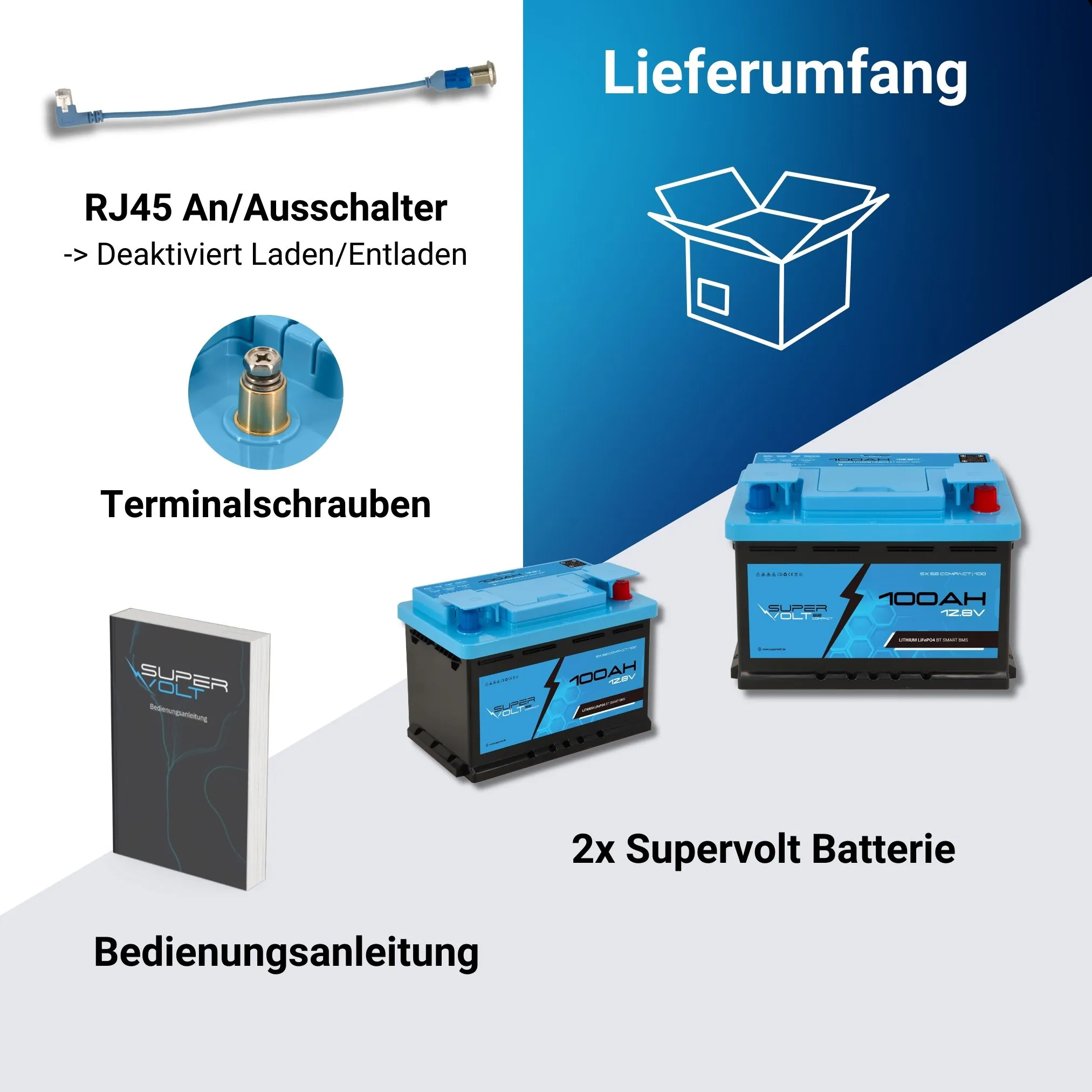 Supervolt SE Compact LiFePO₄ 12.8V 200Ah lithium batteries - Set 2×100Ah - Smart BMS & Bluetooth - Image 8