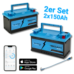 Supervolt SE LiFePO₄ 12.8V 300Ah lithium batteries - Set 2×150Ah - Smart BMS & Bluetooth