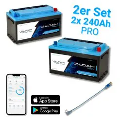 Supervolt Pro LiFePO₄ 12,8V 480Ah Lithium Batterien – Set 2×240Ah – Smart BMS, Bluetooth, Schnittstellen & Heizung bis −30 °C