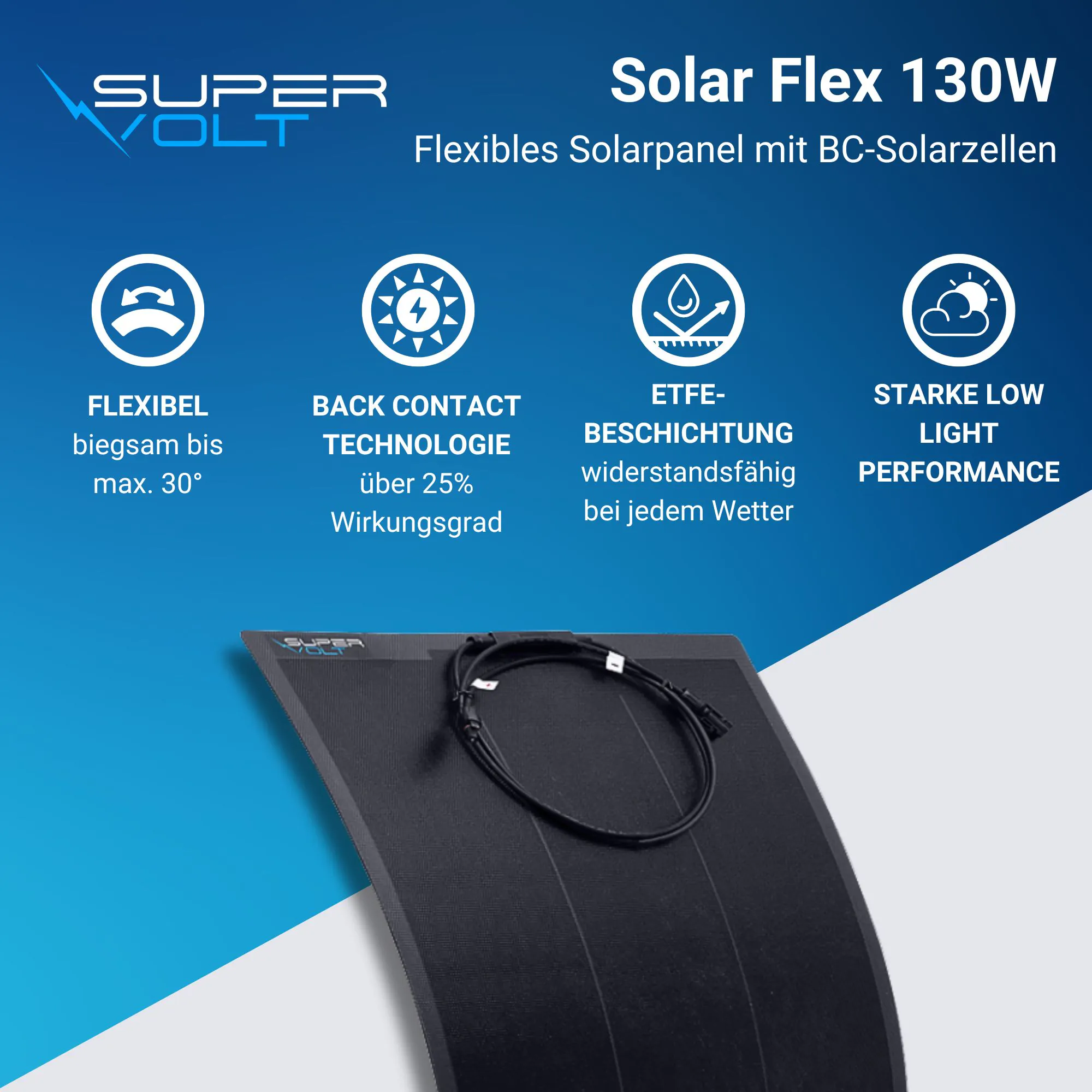 Supervolt Solar Flex 130W - Flexibles Solarmodul - Back Contact Technologie – Bild 2